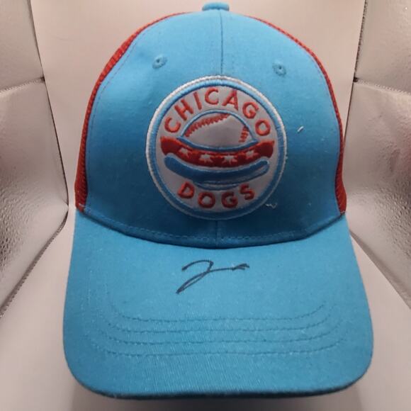 bwm Other - Chicago Dogs Baseball Hat Blue Red Trucker Cap Adjustable BWM Global Autographed